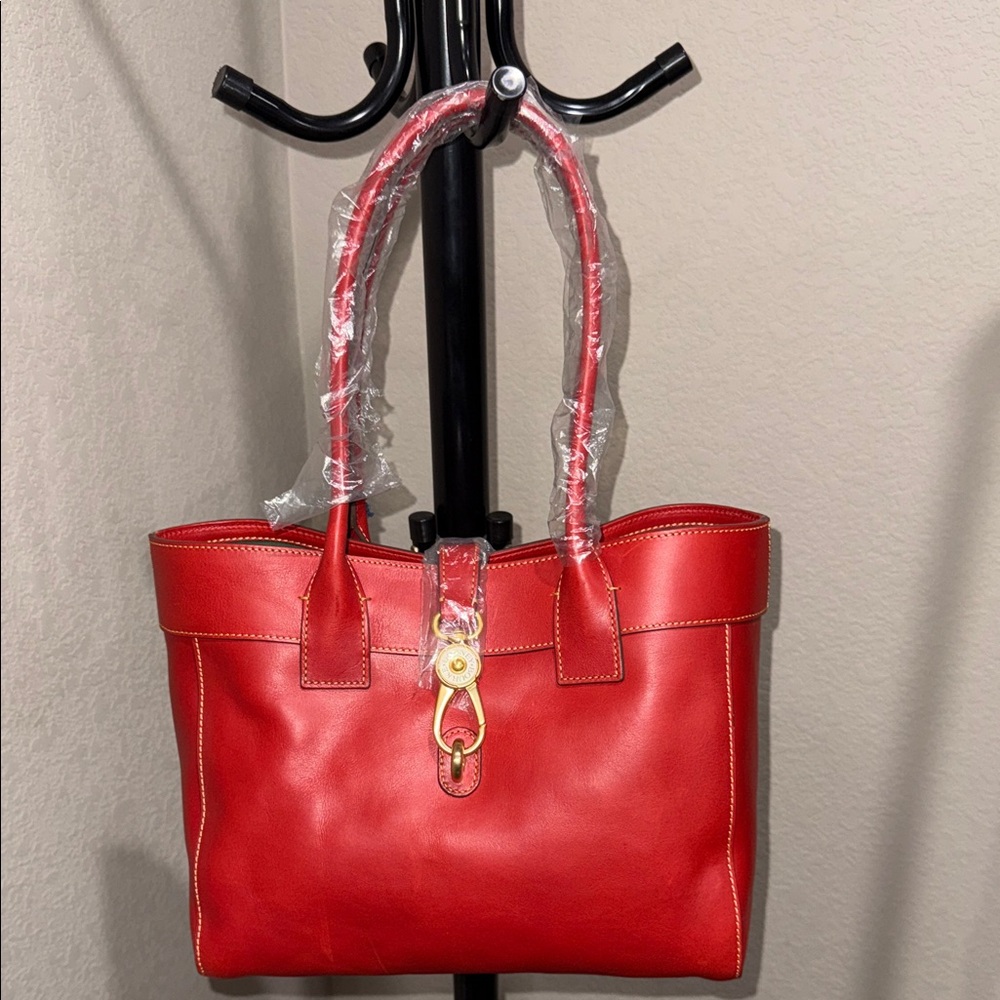Dooney & Bourke Large Amelie Red Florentine Leather Shoulder Bag